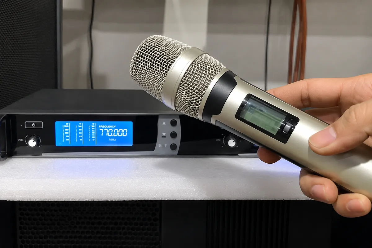 Dịch Vụ Sửa Micro Không Dây Và Khắc Phục Lỗi Micro 13 Kiểm tra micro không dây với đầu thu để dò tần số và tín hiệu hoạt động