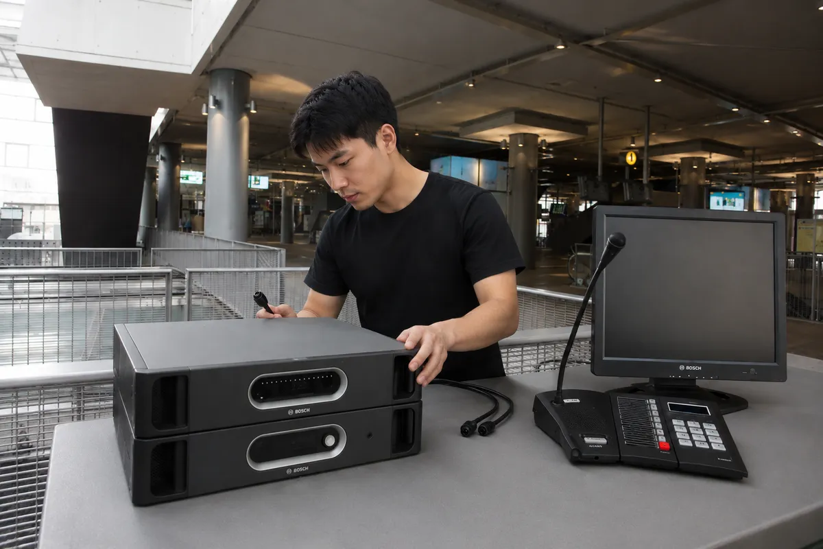 Hệ Thống Bosch Praesideo: Âm Thanh Thông Báo Kỹ Thuật Số 9 Kỹ sư rà soát thiết bị, đường kết nối và cấu hình vận hành của hệ thống Bosch Praesideo trước khi đưa vào sử dụng