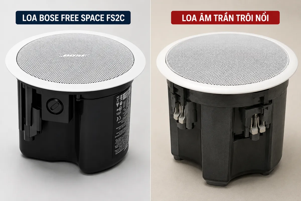 So sánh loa Bose Free Space FS2C chính hãng với loa âm trần trôi nổi