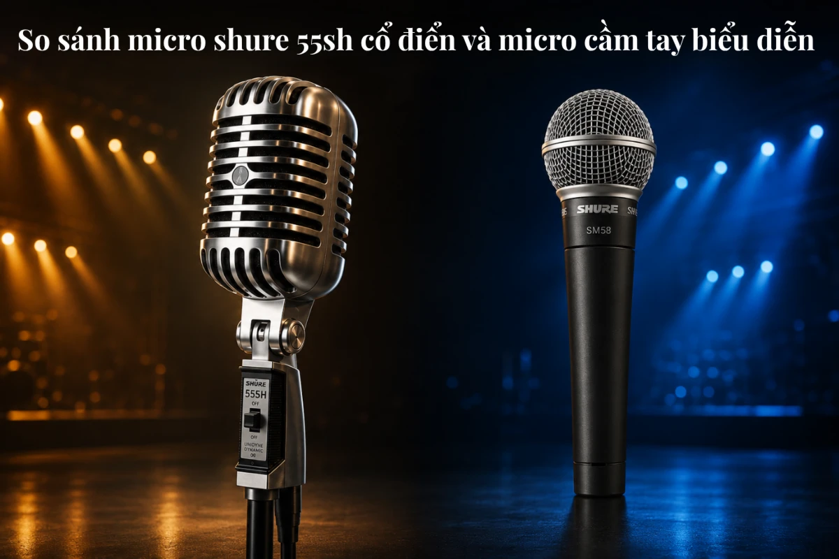Micro Shure 55SH Chính Hãng Thiết Kế Cổ Điển Sang Trọng 12 so sánh micro shure 55sh dáng cổ điển và micro cầm tay biểu diễn thông dụng