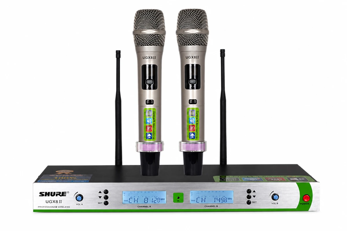 Micro Shure UGX8 II Không Dây Chính Hãng Hát Karaoke Hay 8 Bộ micro shure ugx8 ii không dây cầm tay đôi và đầu thu