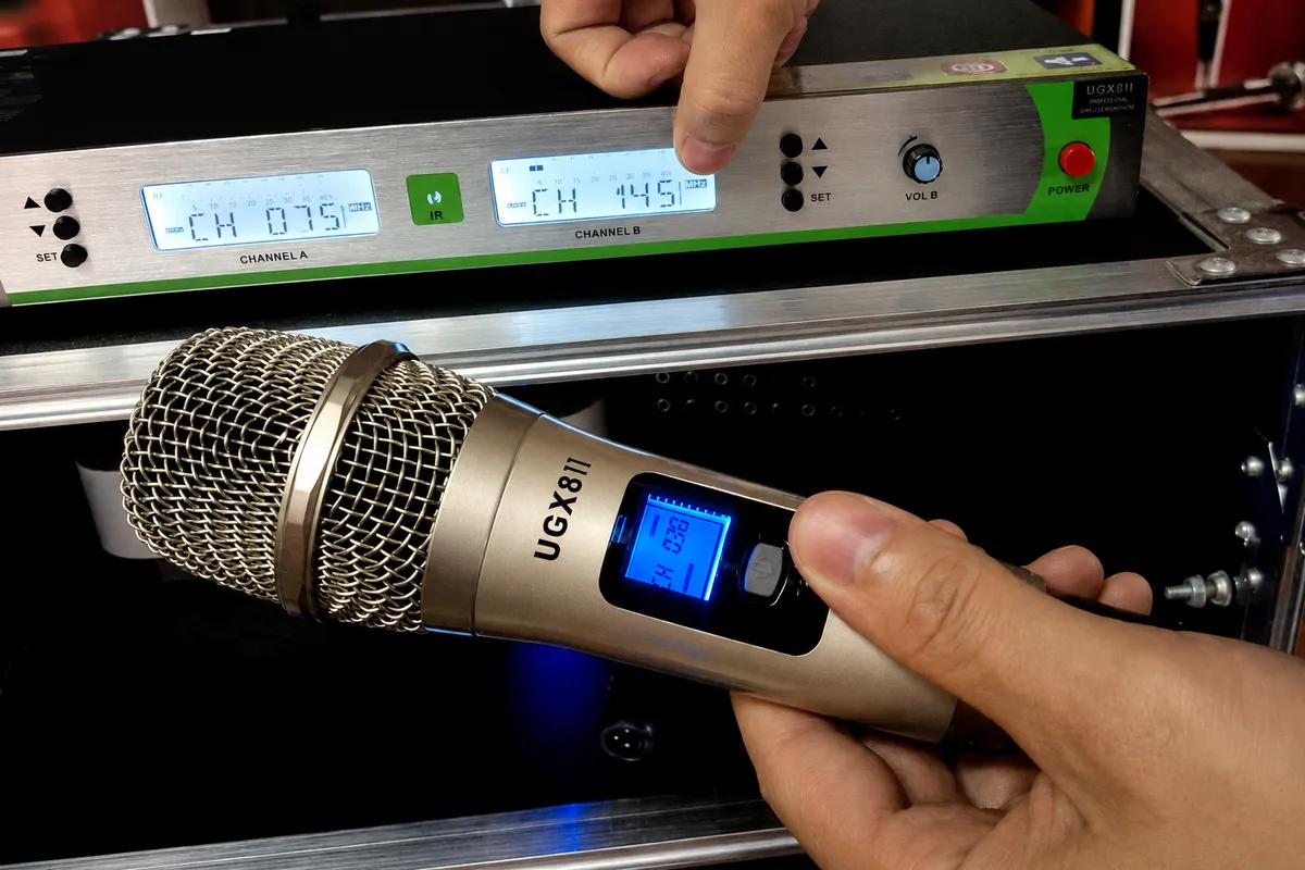 Dịch Vụ Sửa Micro Không Dây Uy Tín Xử Lý Mất Sóng Nhiễu Tần 8 Thao tác chỉnh tần số micro không dây để đồng bộ với bộ thu